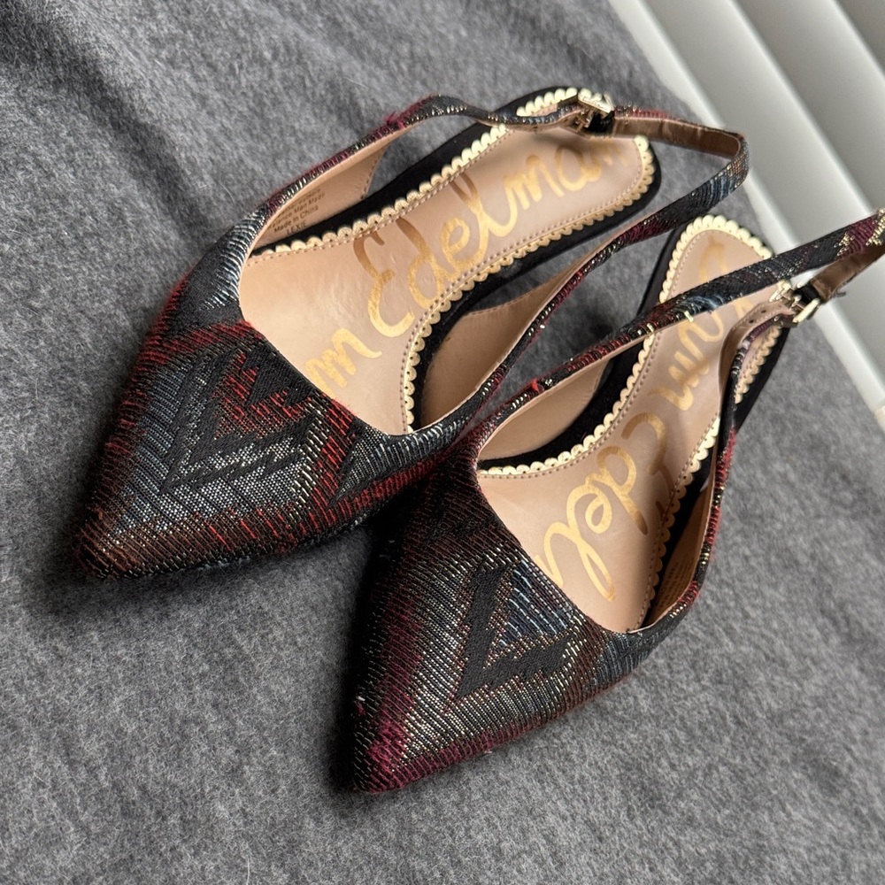 Sam Edelman Tweed Slingback Kitten Heels
